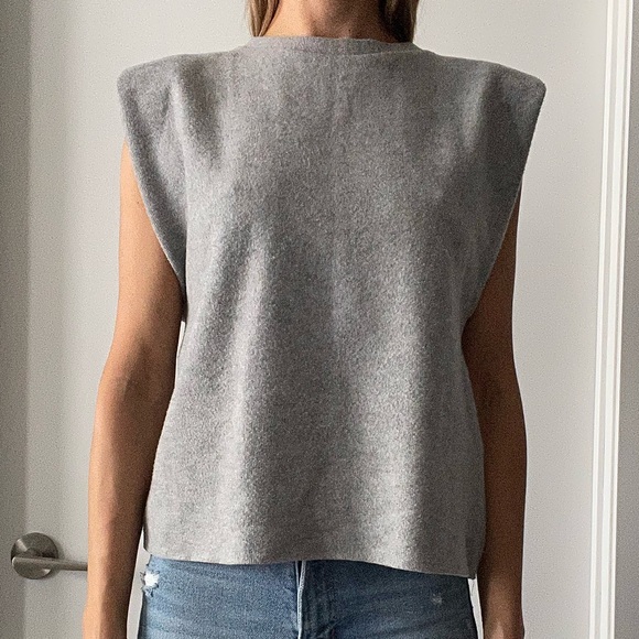 Zara Sweater Tank with Shoulder Pads - Picture 3 of 4
